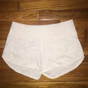 white lululemon speed up shorts size 6